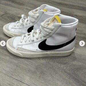 Nike Blazers White High-Top Sneakers with Black Swoosh